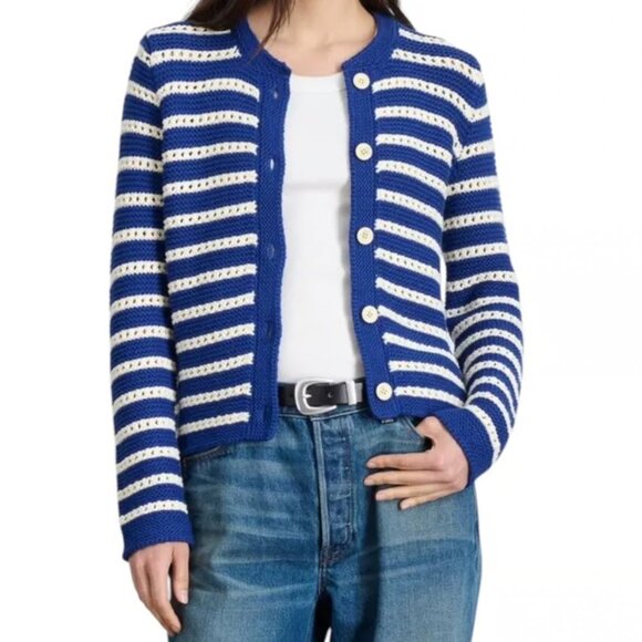 Alex Mill | Hailey Cardigan WT | Blue & White | Medium - Picture 10 of 12
